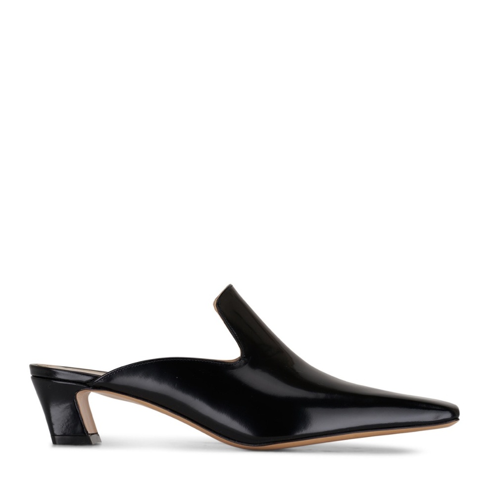 KHAITE Black Patent Leather Pointed-Toe Mules